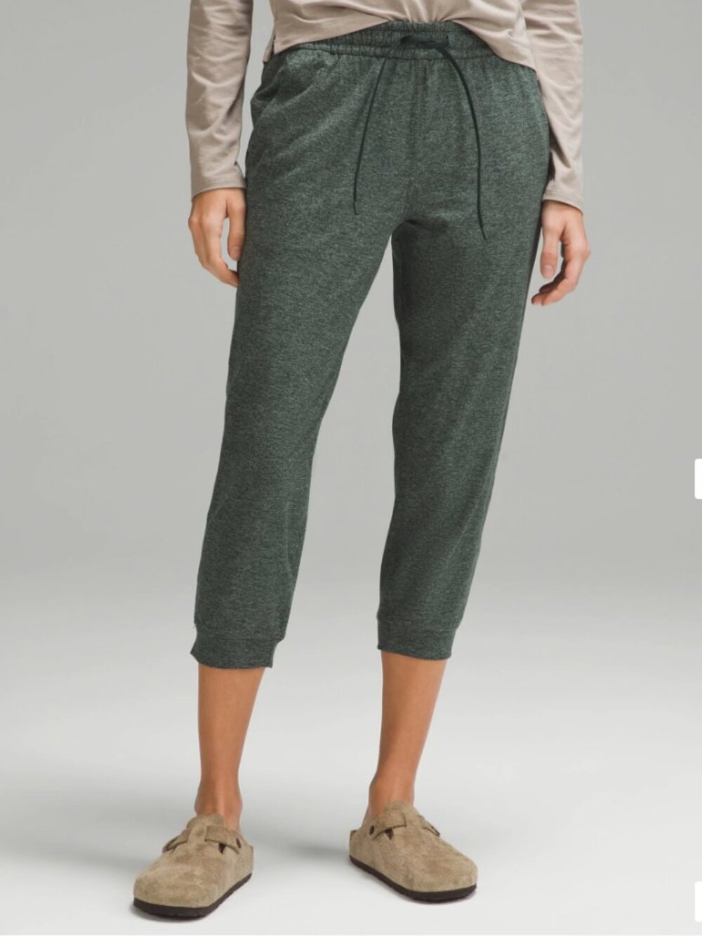 Lululemon Jersey Heathered Teal Green Classic-Fit Mid-Rise Cropped Jogger - 18